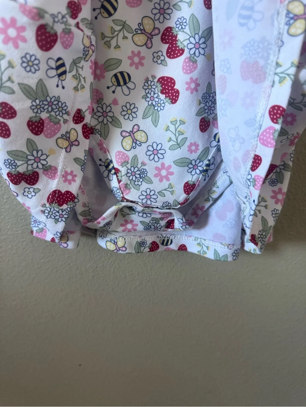 Girls' Pink & White Strawberry Print Casual Dress